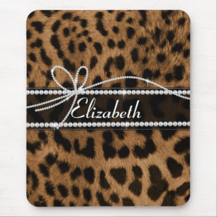 Tapis De Souris Tendance chic girly faux brun noir léopard animal