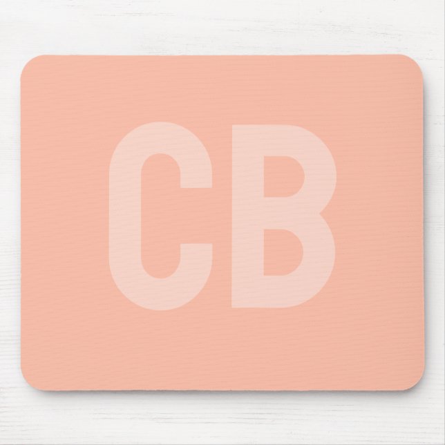 Tapis De Souris Tendance Couleur Doux Pêche Monogramme Mousepad (Devant)