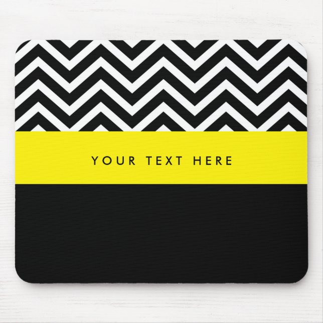 Tapis de souris tendance noir et jaune chevron mod (Devant)