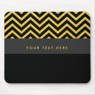 Tapis de souris tendance noir et or Chevron modern