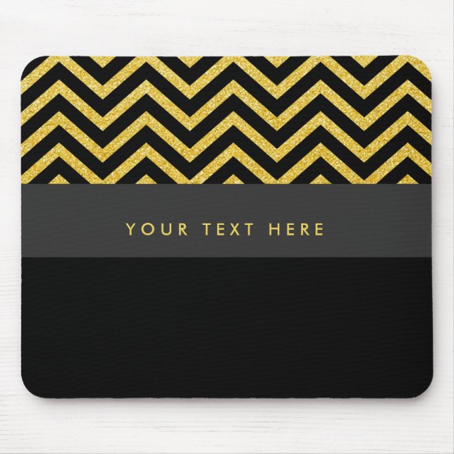 Tapis de souris tendance noir et or Chevron modern (Devant)
