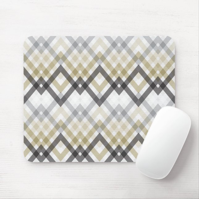Tapis De Souris Tendance Style Zig Zag Chevron Vérifications Noir  (Avec souris)