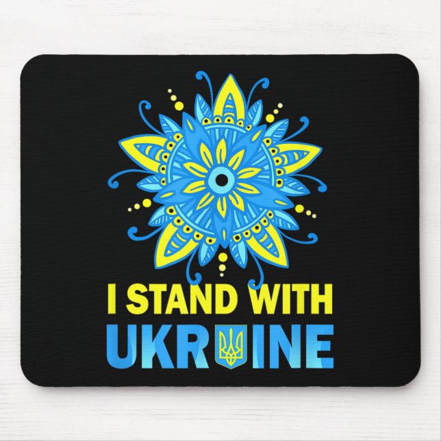 Tapis De Souris Tenez-Vous Avec L'Ukraine Drapeau Anti-Poutine Non (Devant)