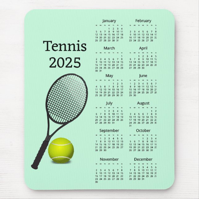 Tapis De Souris Tennis 2025 Calendrier Mousepad (Devant)