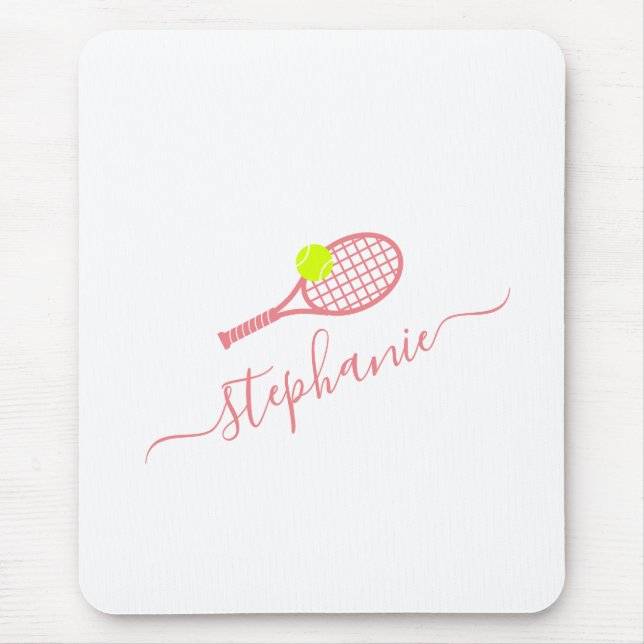Tapis De Souris Tennis Sport Monogramme Nom Personnalisé (Devant)