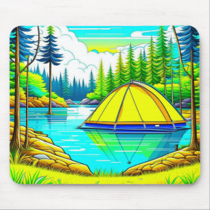 Tapis De Souris Tente Floating sur le lac Camping Thème