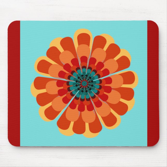 Tapis De Souris Terracotta & Fleur Turquoise (Devant)