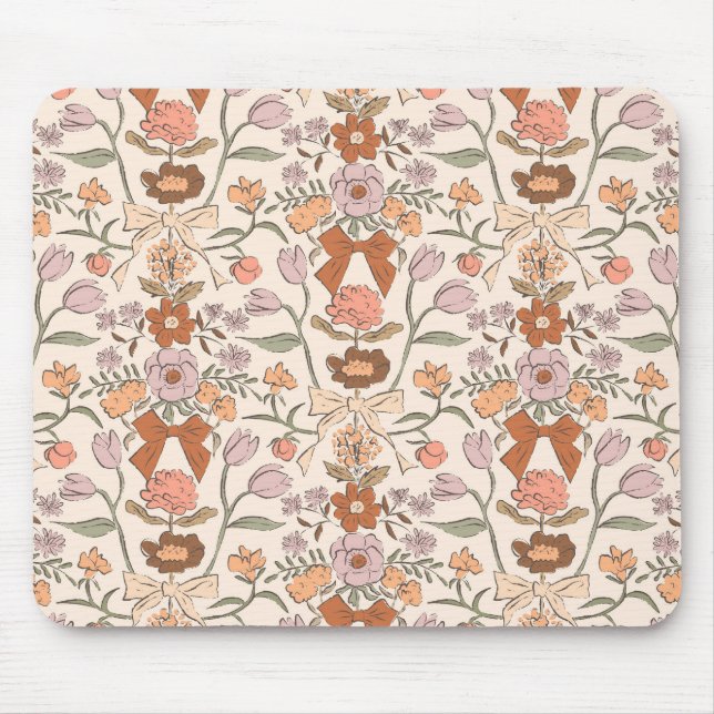 Tapis De Souris Terracotta Rustic Bows and Blossoms (Devant)