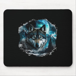 Tapis De Souris Terrain de chasse au loup gris Forêt de lune de gl