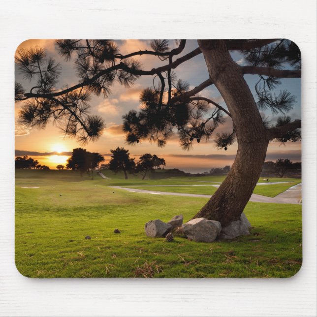 Tapis De Souris Terrain de golf au coucher du soleil (Devant)