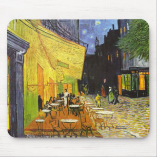 Tapis De Souris Terrasse du café Van Gogh la nuit