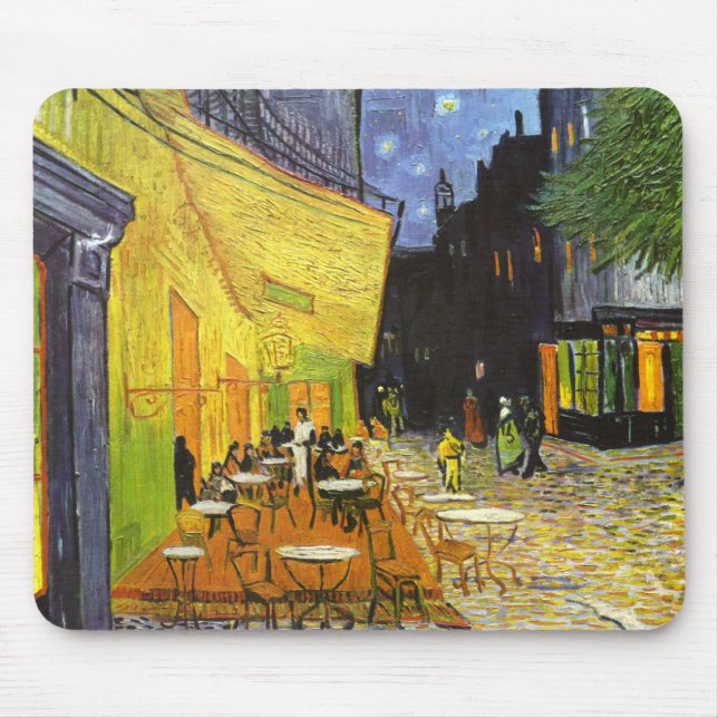 Tapis De Souris Terrasse du café Van Gogh la nuit (Devant)