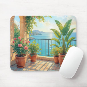 Tapis De Souris Terrasse Ensoleillée au Bord de Mer