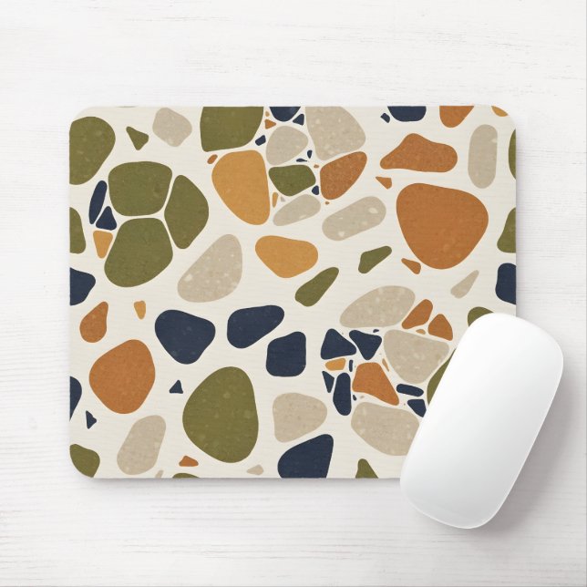 Tapis De Souris Terrazzo d'argile olive (Avec souris)