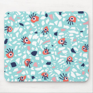 Tapis De Souris Terrazzo Funny Motif géométrique avec les yeux