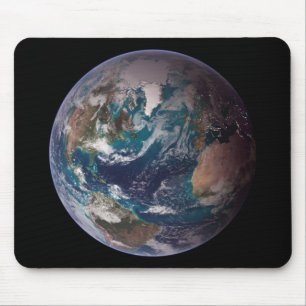Tapis De Souris Terre de marbre bleu (hémisphère occidental)