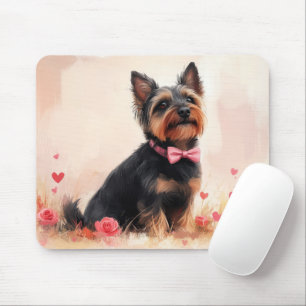 Tapis De Souris Terrier Australien avec des Roses - Saint-Valentin
