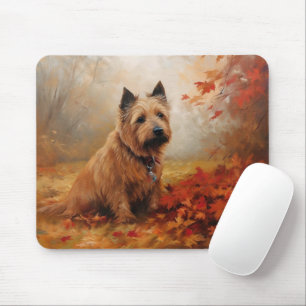 Tapis De Souris Terrier Australien dans les feuilles d'automne qui