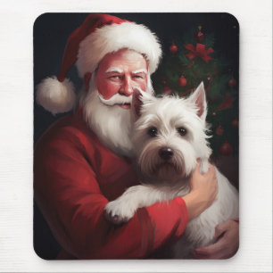 Tapis De Souris Terrier Blanc de West Highland Santa Claus Noël
