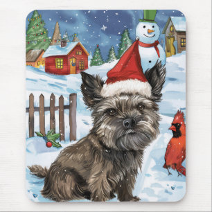 Tapis De Souris Térrier Cairn Joy Noël Paysage Hivernal de Noël