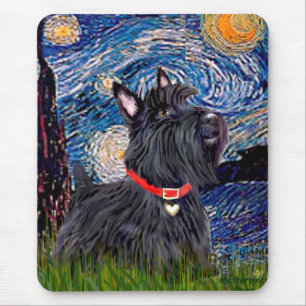 Tapis De Souris Térrier écossais 6 - Nuit étoilée (Vertical)