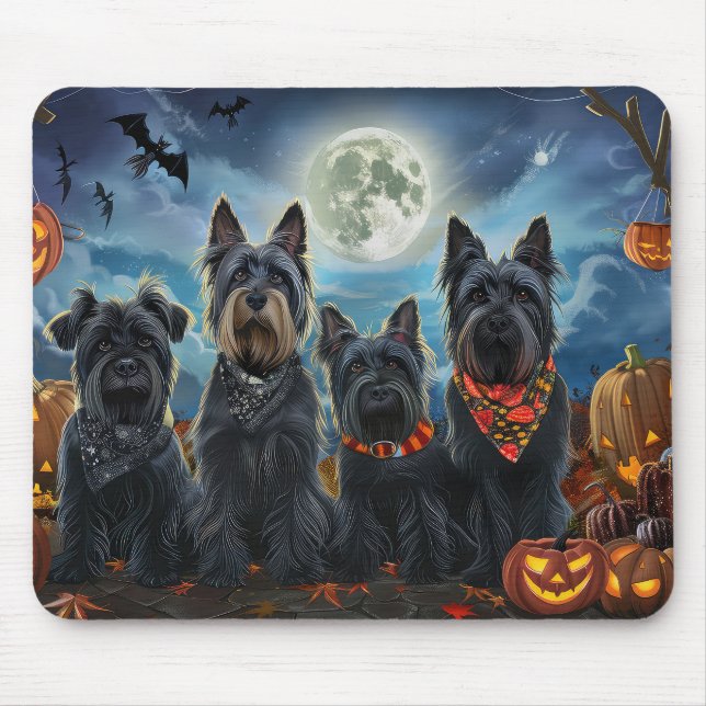 Tapis De Souris Térrier Écossais Halloween Effrayant (Devant)