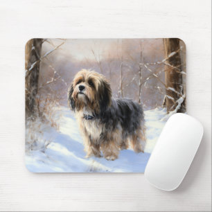 Tapis De Souris Terrier Tibétain Laissons Il Neige Noël
