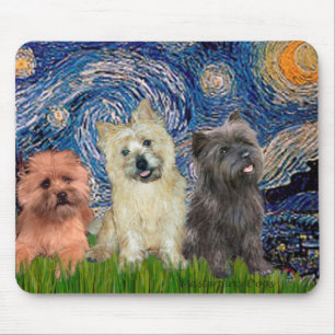 Tapis De Souris Terriers Cairn (trois) - Nuit étoilée