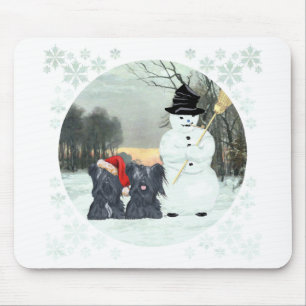 Tapis De Souris Terriers des Skye et Bonhomme de neige