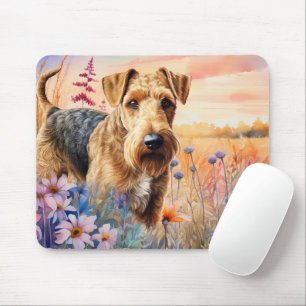 Tapis De Souris Tervueren Airedale dans une prairie de fleurs sauv