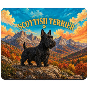 Tapis De Souris Tervueren écossais, Art canin vintage des White Mo