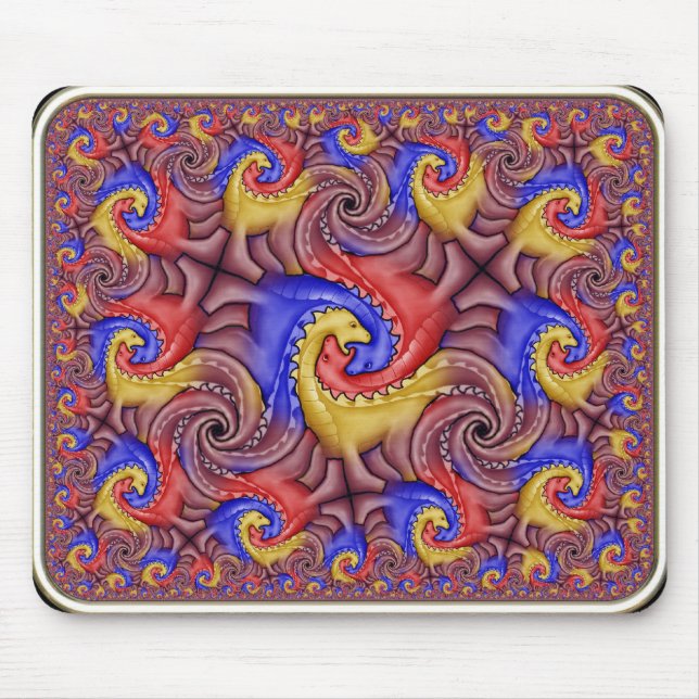 Tapis De Souris Tessellation hyperbolique de dinosaure (Devant)