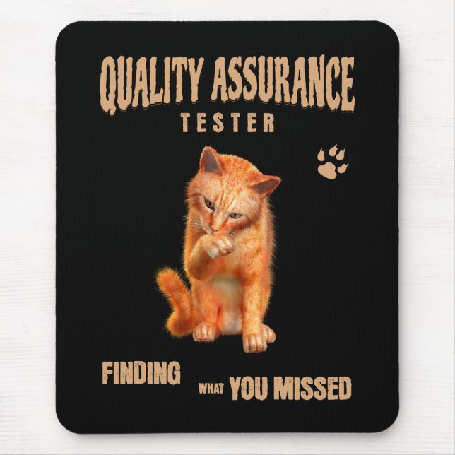 Tapis De Souris Testeur QA Humour de chat (Devant)
