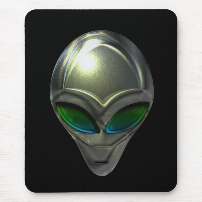 Tapis De Souris Tête Alien métallique 02 Mousepad (Devant)