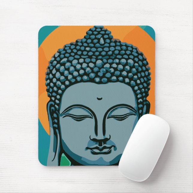 Tapis De Souris Tête de bouddha zen (Avec souris)