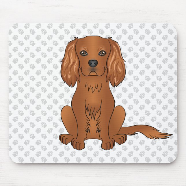 Tapis De Souris Tête de Cavalier King Charles Spaniel Rubis & Patt (Devant)