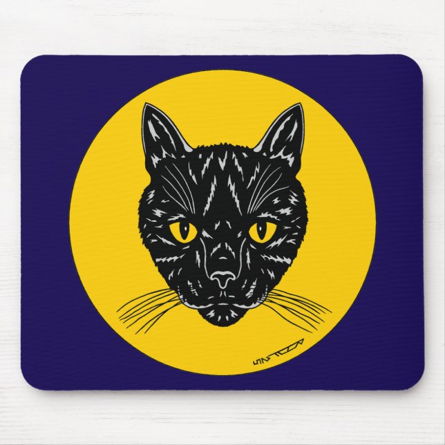 Tapis De Souris Tête de chat noir (Devant)