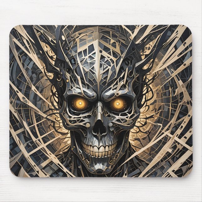 Tapis De Souris Tête de crâne métallique (Devant)