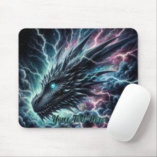 Tapis De Souris Tête de dragon dans un orage avec éclairs