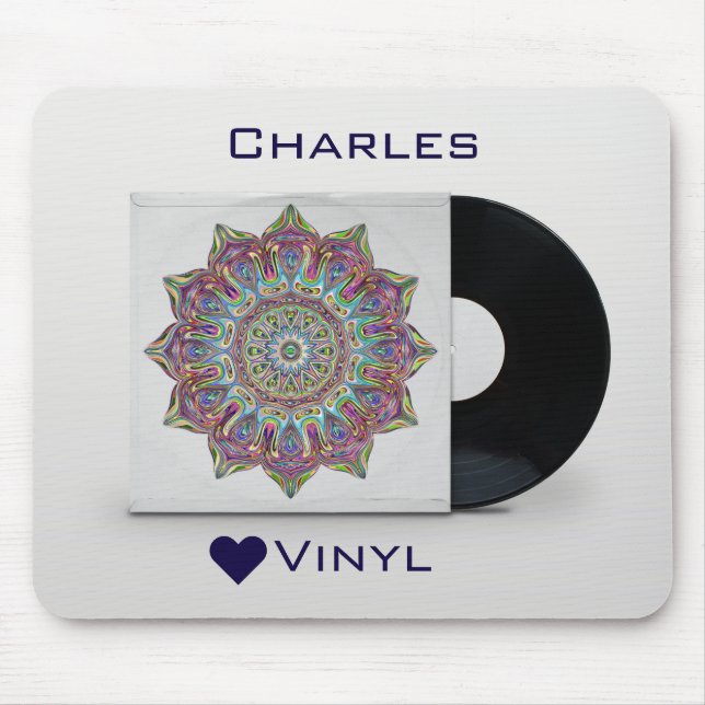 Tapis De Souris Tête de manches Psychedélique Retro Vinyl (Devant)