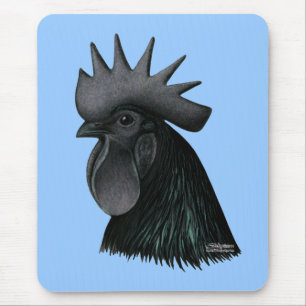 Tapis De Souris Tête de Rooster Ayam Cemani
