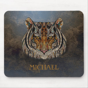 Tapis De Souris Tête de tigre, visage, look cuir