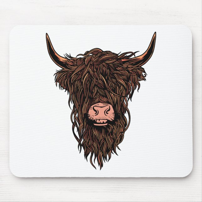 Tapis De Souris Tête de vache Highland drôle (Devant)