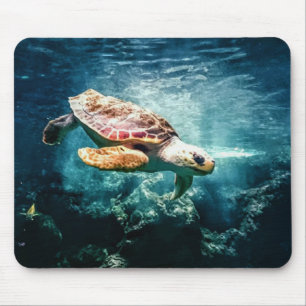 Tapis De Souris Tête-dorée de la tortue marine 