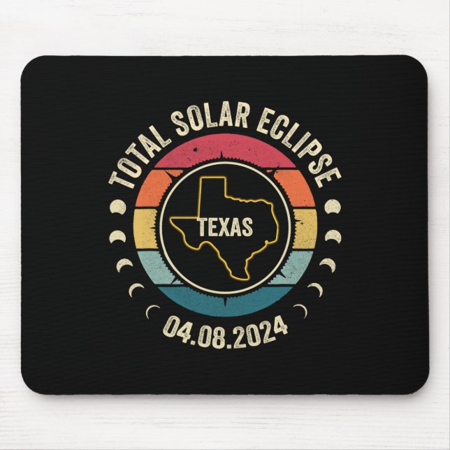 Tapis De Souris Texas Total Solar Eclipse 2024 Totalité américaine (Devant)