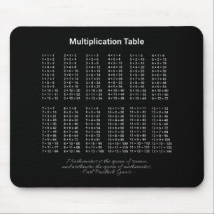 Tapis De Souris Texte blanc du tableau de multiplication sur foncé