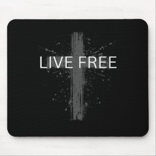 Tapis De Souris Texte chrétien Live Free, Drapeau croix patriotiqu