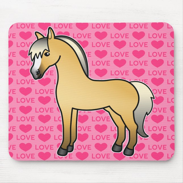 Tapis De Souris Texte de cheval de Fjord norvégien de dessin animé (Devant)