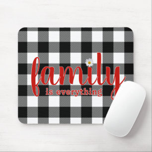 Tapis De Souris Texte de famille sur carreaux de buffle