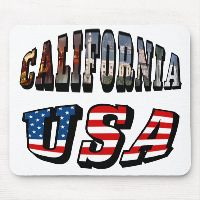 Tapis De Souris Texte du drapeau de la Californie (Devant)